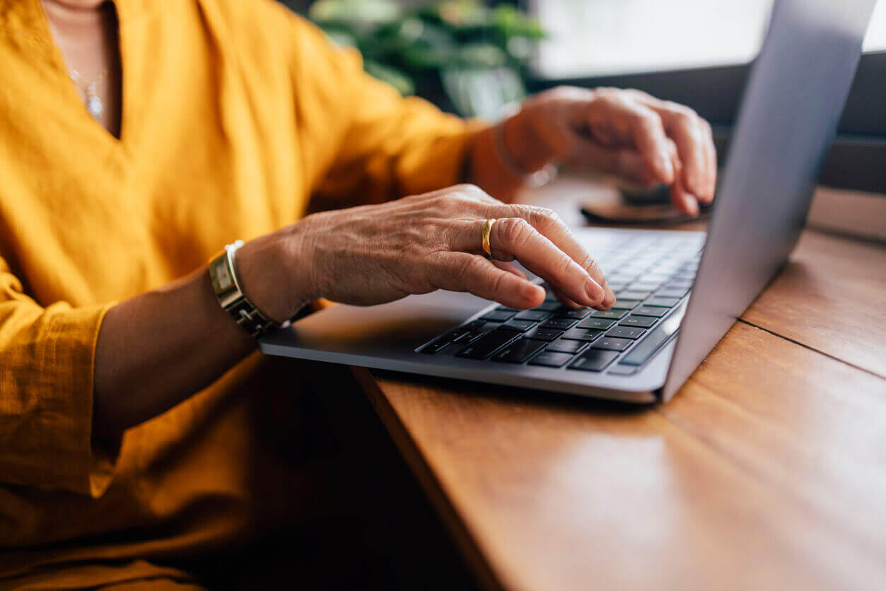 Anonymous woman working from home